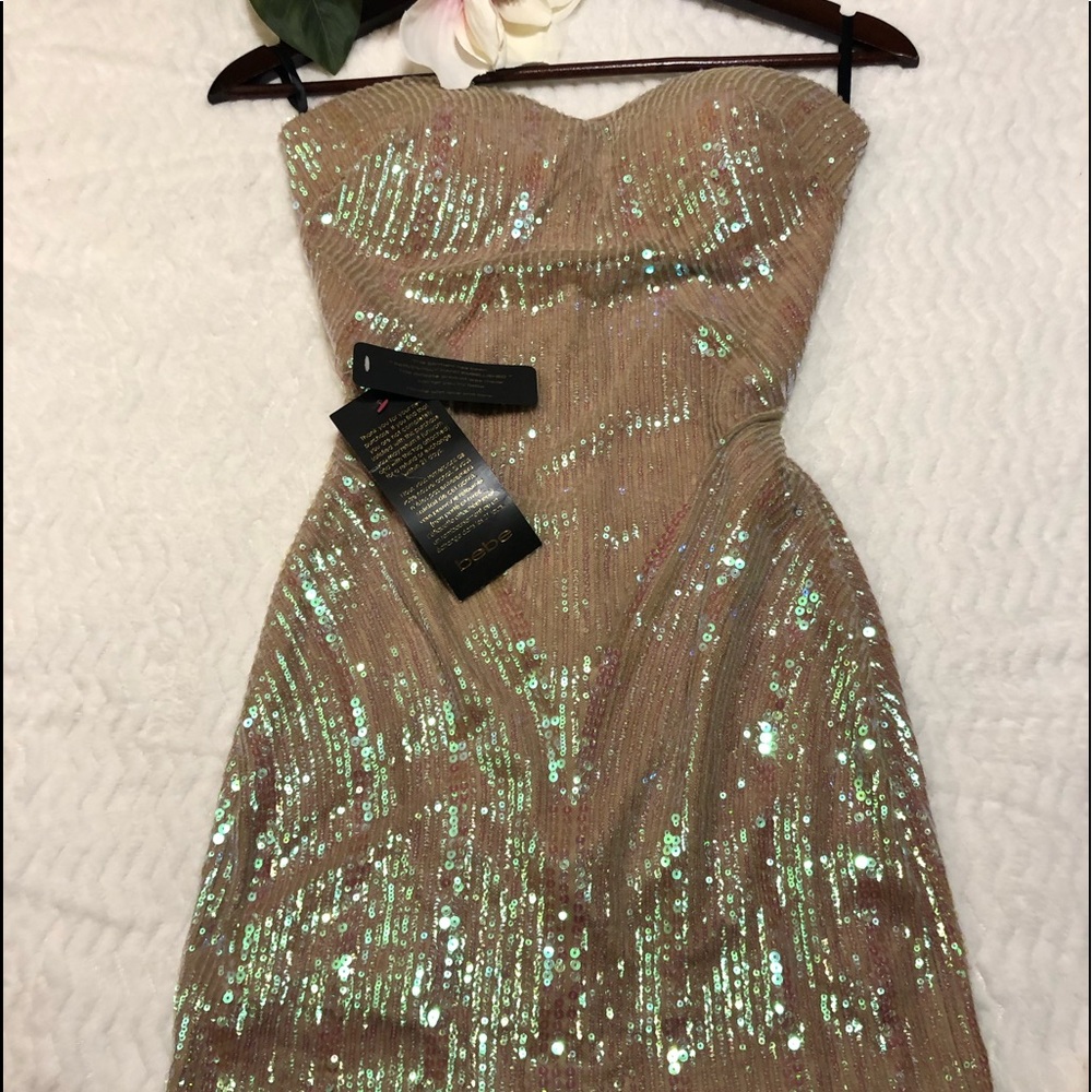 Bebé Dress Sweetheart Embellished Dress
